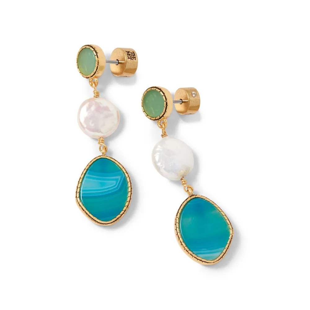 ancient_mixed_motifs_glass_tripledrop_earrings_1.webp Ancient Mixed Motifs Glass Triple-Drop Earrings*The Met Store Cheap