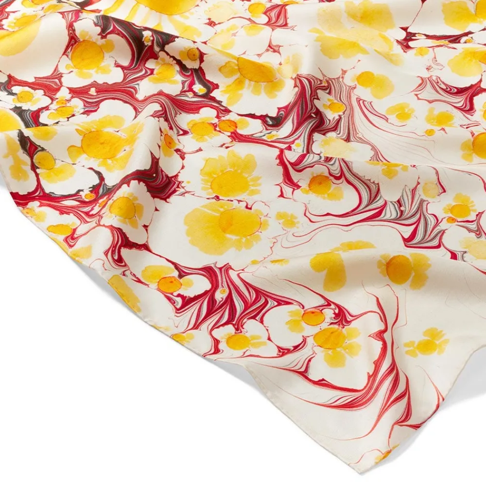 daisy_garden_marbled_paper_oblong_silk_scarf_4.webp Daisy Garden Marbled Paper Oblong Silk Scarf*The Met Store Clearance