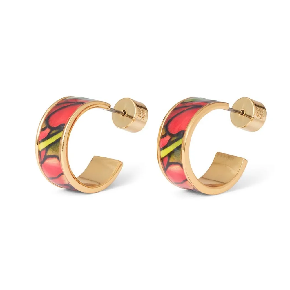 favrile_tulip_enamel_hoop_earrings_1.webp Favrile Tulip Enamel Hoop Earrings*The Met Store Store