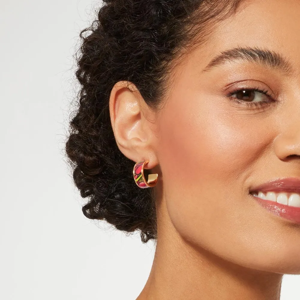 favrile_tulip_enamel_hoop_earrings_2.webp Favrile Tulip Enamel Hoop Earrings*The Met Store Store
