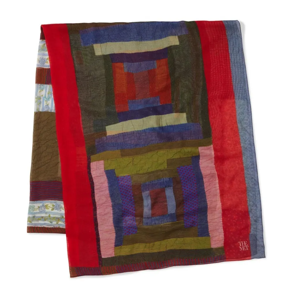 gees_bend_pettway_quilt_design_oblong_silk_scarf_1.webp Gee's Bend Pettway Quilt Design Oblong Silk Scarf*The Met Store Cheap
