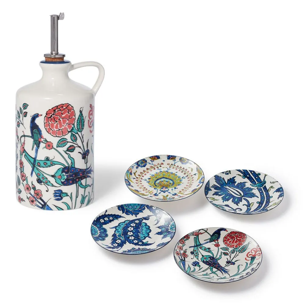 iznik_garden_oil_cruet_and_dipping_bowl_set_0.webp Iznik Garden Oil Cruet and Dipping Bowl Set*The Met Store Best