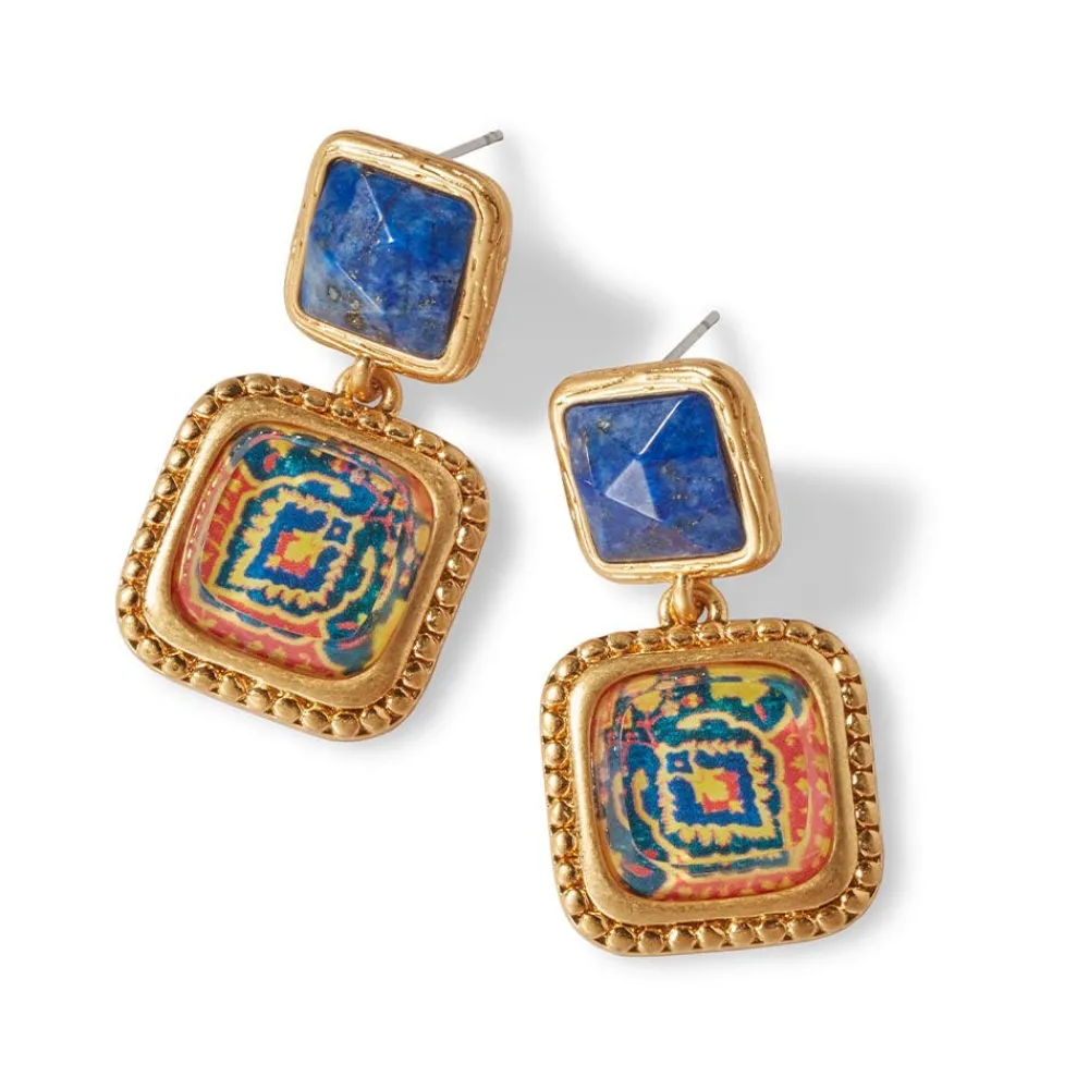 kashan_carpet_square_drop_earrings_2.webp Kashan Carpet Square Drop Earrings*The Met Store Hot