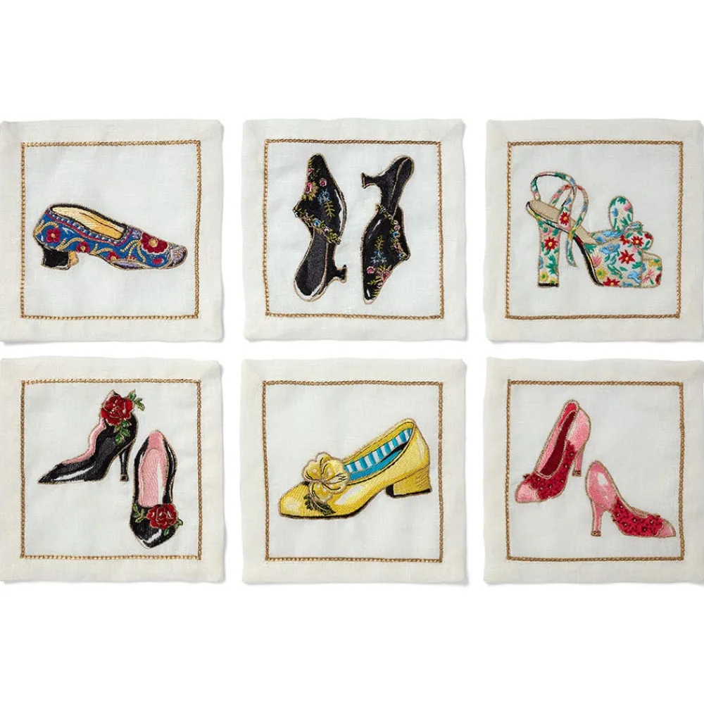 kim_seybert_embroidered_shoes_linen_cocktail_napkin_set_0.webp Kim Seybert Embroidered Shoes Linen Cocktail Napkin Set*The Met Store New