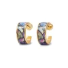 Magnolias and Irises Enamel Hoop Earrings*The Met Store Best