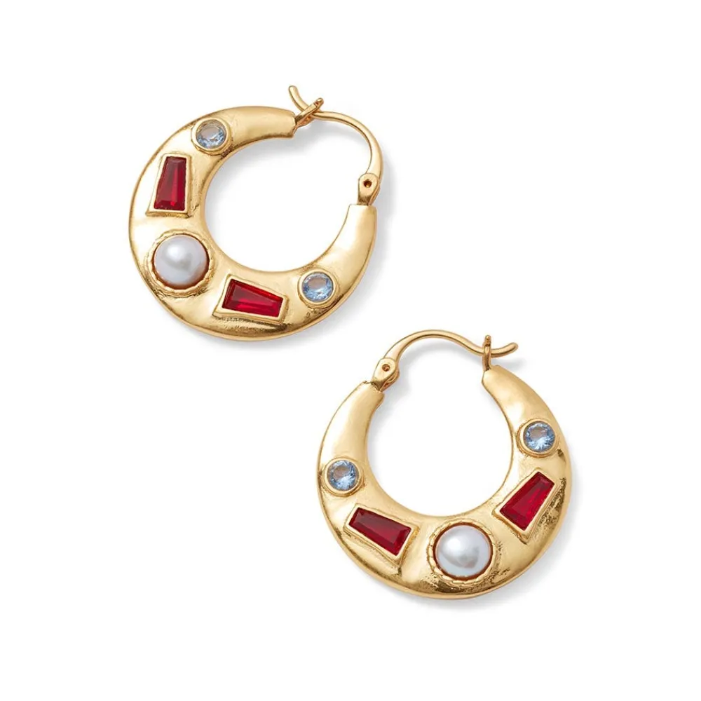 medieval_stone_crescent_hoop_earrings_1.webp Medieval Stone Crescent Hoop Earrings*The Met Store Cheap