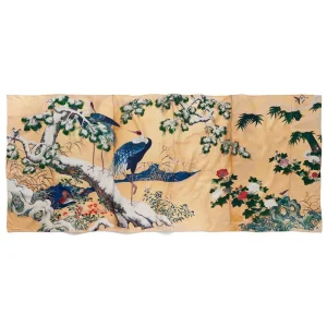 Momoyama Cranes and Flowers Oversize Silk Shawl*The Met Store Hot