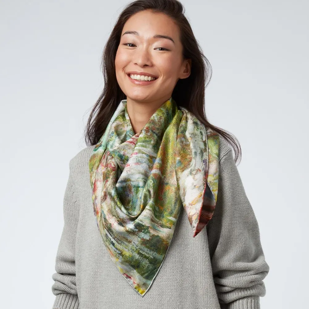 monet_blooms_doublesided_square_silk_scarf_3.webp Monet Blooms Double-Sided Square Silk Scarf*The Met Store Discount