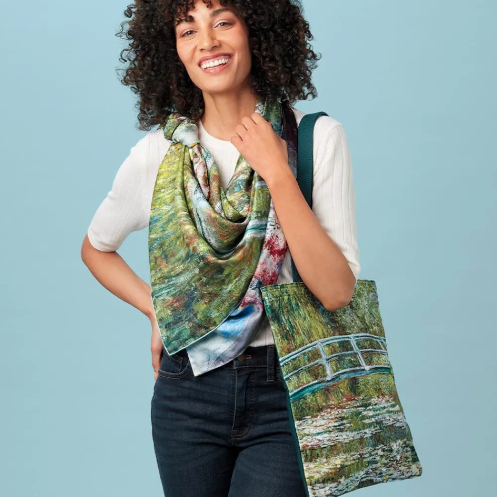 monet_blooms_doublesided_square_silk_scarf_8.webp Monet Blooms Double-Sided Square Silk Scarf*The Met Store Discount
