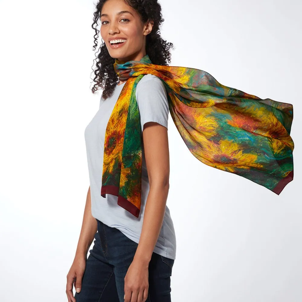 monet_sunflowers_oblong_silk_scarf_4.webp Monet Sunflowers Oblong Silk Scarf*The Met Store Sale