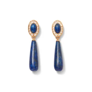 Spanish Baldric Lapis Braided Necklace and Elongated Drop Earrings Set*The Met Store Hot