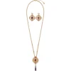 Turkish Amethyst Long Pendant Necklace and Statement Earrings Set*The Met Store Flash Sale
