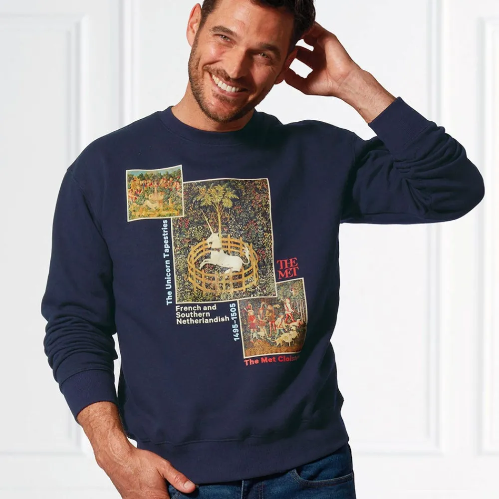 unicorn_tapestries_crew_neck_sweatshirt_2.webp Unicorn Tapestries Crew Neck Sweatshirt*The Met Store Clearance