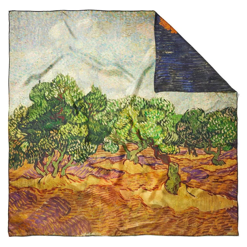van_gogh_stylized_nature_doublesided_square_silk_scarf_3.webp Van Gogh Stylized Nature Double-Sided Square Silk Scarf*The Met Store New