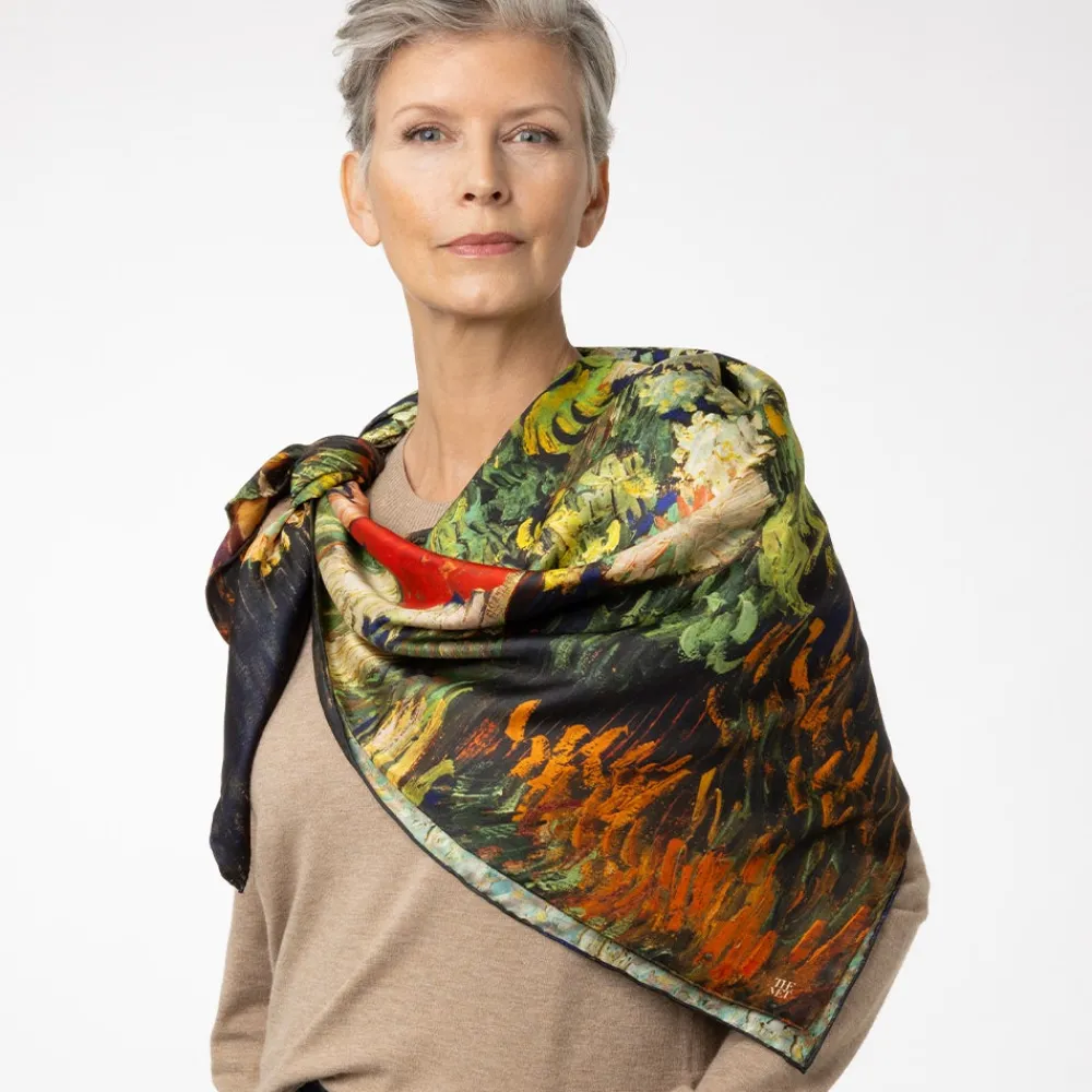 van_gogh_stylized_nature_doublesided_square_silk_scarf_5.webp Van Gogh Stylized Nature Double-Sided Square Silk Scarf*The Met Store New